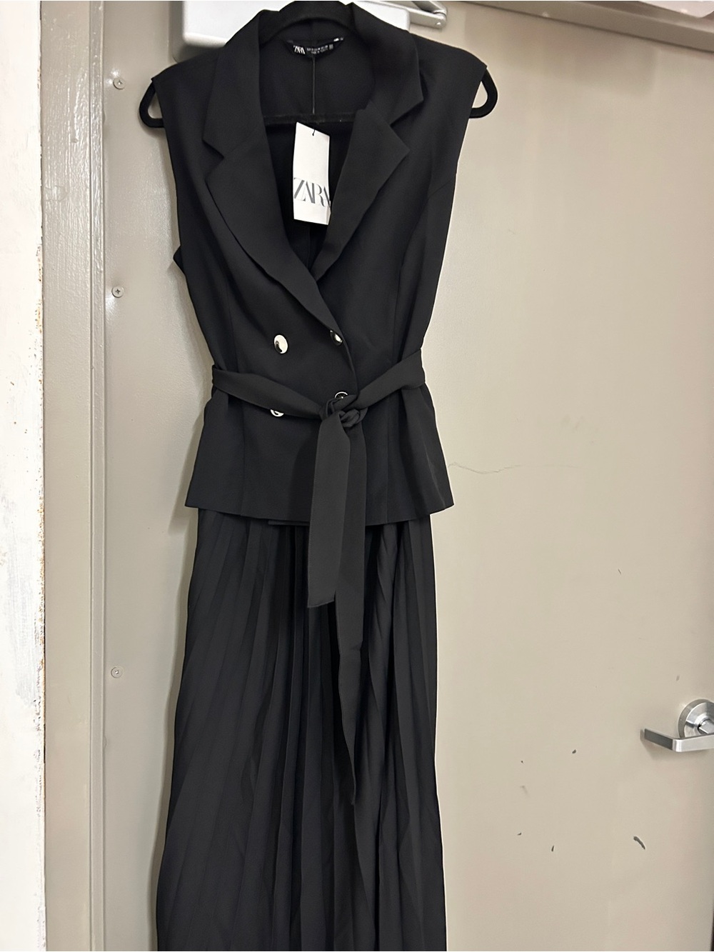 Zara Black Tailored Collar Vest Dress